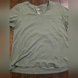 Olive Green V-Neck Short Sleeve Tee